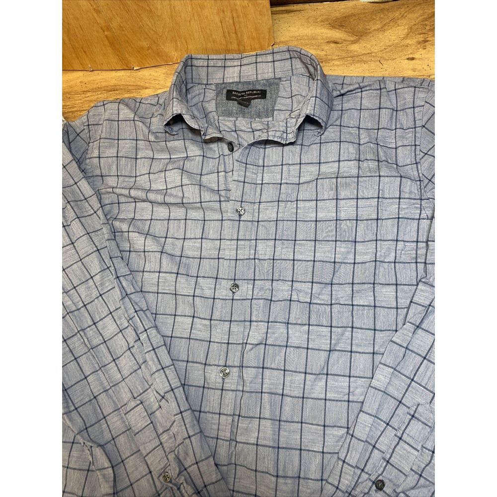 (2) Banana Republic Men's L Large Long Sleeve Plaid Shirts Standard Fit - Picture 5 of 16